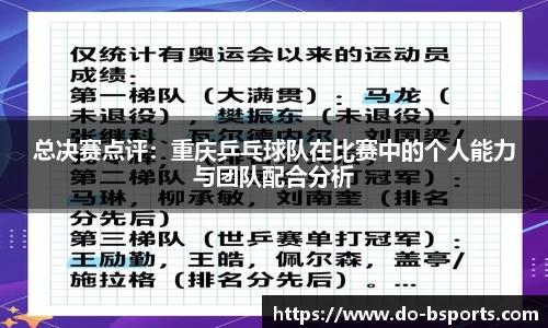总决赛点评：重庆乒乓球队在比赛中的个人能力与团队配合分析